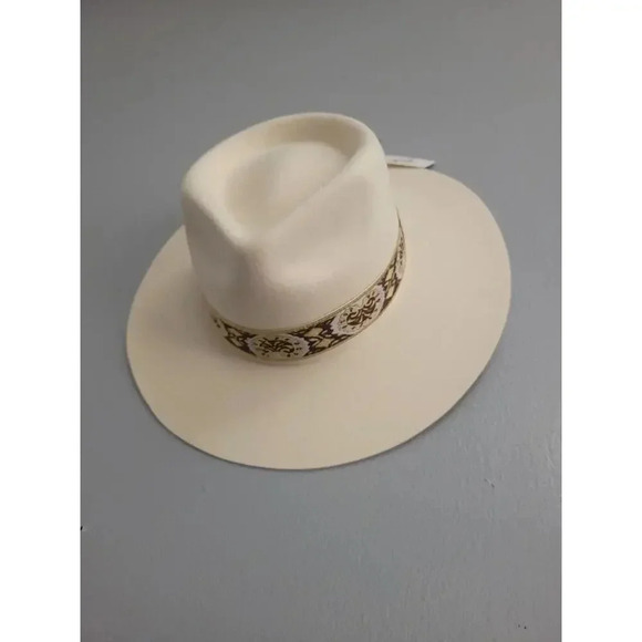 Lack of Color ‘The Beverly’ Women’s white Ivory W/brwn SM Fedora Hat New $149.00 main image 9